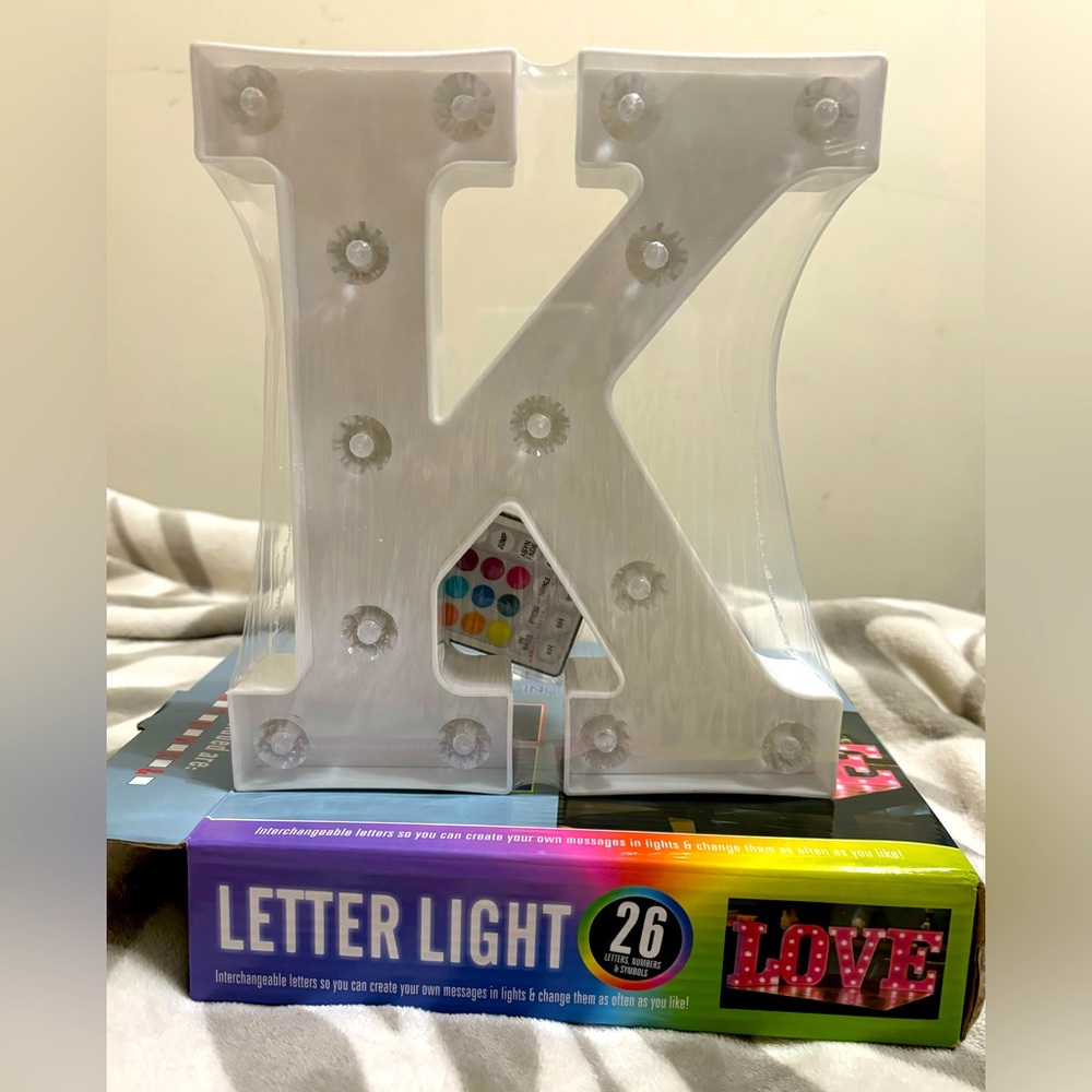 NWT Letter “K” Color Changing Light